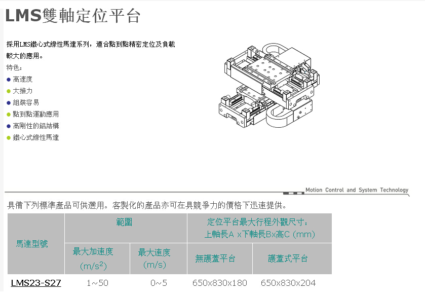 LMS雙軸定位平臺